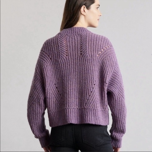 Elizabeth And James Giada Lavender Metallic Thread Chunky Open Knit Sweater - Picture 2 of 11